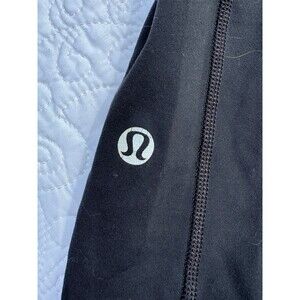 Lululemon Black Athletic Capris W/ Black & White Striped Waistband, Size 4